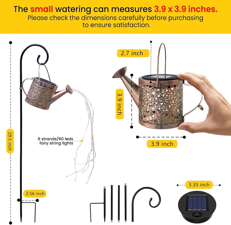 Misawce Solar Lights Outdoor Decorative, Metal Solar Watering Can Lights Waterproof, Small Hanging Gardening Decor for Yard Outside Patio Lawn, Mother’s Day Gifts, Birthday Gifts for Mom Grandma(Colorful) - Image 3
